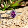 Сребърен пръстен с Аметист с Цирконий , снимка 2