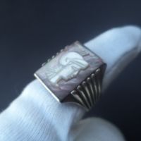 Сребърен мъжки аристократичен пръстен в изящен античен стил с гема, снимка 4 - Пръстени - 45715519
