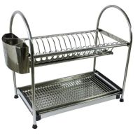Двуетажен сушилник за чинии и прибори, висококачествена неръждаема стомана, 46х28х44 см, снимка 3 - Аксесоари за кухня - 45668315