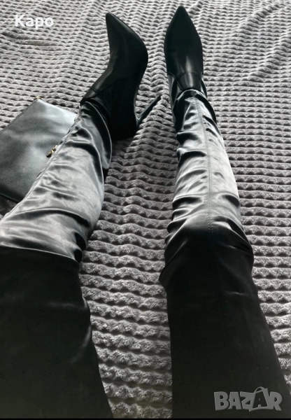 Дамски сатенени чизми, снимка 1