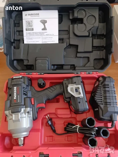 PARKSIDE PERFORMANCE ударен гайковерт парксайд пълен комплект батерия зарядно 20V 4Ah PASSP 20-Li C4, снимка 1