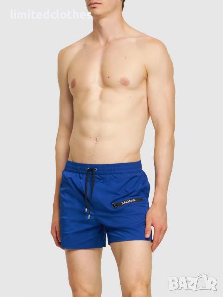 BALMAIN Blue Zip Logo Boxer Мъжки Бански / Плажни Шорти size M и XL, снимка 1