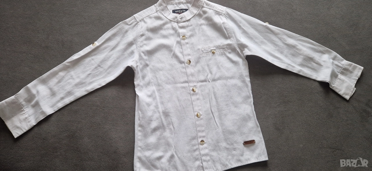 7-8г 128см Риза с дълъг ръкав бяла без следи от употреба, снимка 1