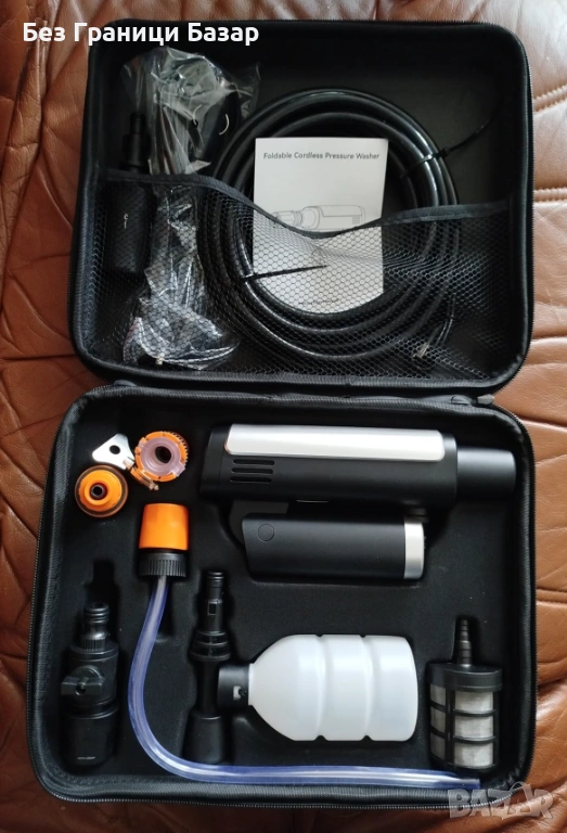 Нова Преносима Сгъваема акумулаторна водоструйка с 5 в 1 дюза и куфар, снимка 1