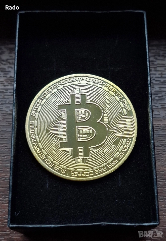 Юбилейна Биткойн монета Bitcoin сувенирна позлатена колекционерска монета , снимка 1