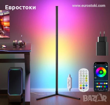 BEDEE LED RGB подова лампа, ъглова смарт лампа, 16 милиона цвята, музикална синхронизация, снимка 1