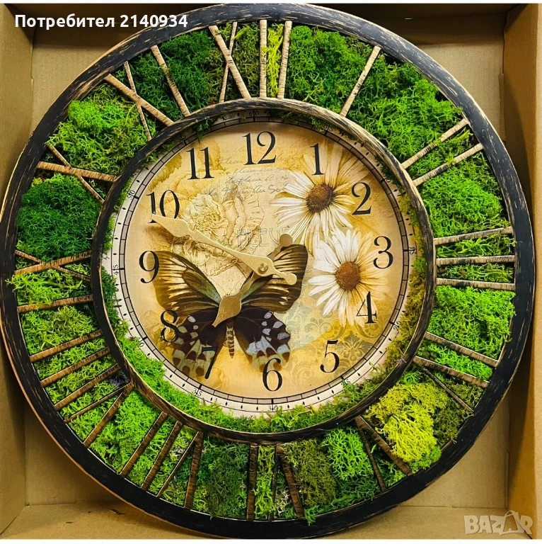 Часовник със скандинавски мъх. Пеперуда, снимка 1