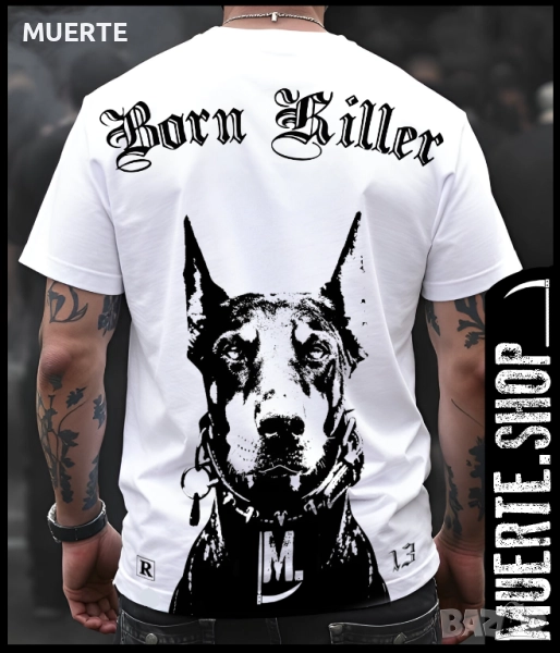 Тениска с щампа BORN KILLER DOBERMAN, снимка 1