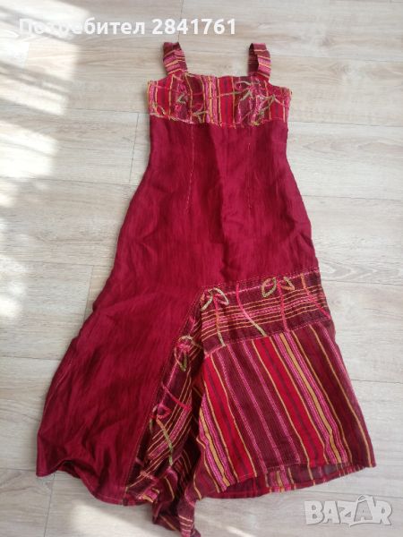 Червена ленена рокля, снимка 1