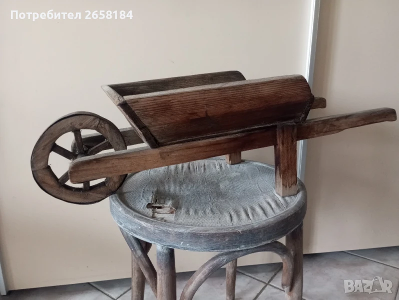 Ръчно изработена декоративна дървена каручка 70см., снимка 1