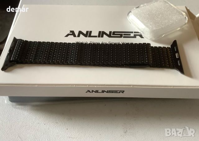 Anlinser Магнитна метална каишка за смарт часовник Apple Watch, 45 мм/44 мм/42 мм, черна, снимка 7 - Смарт часовници - 45781357