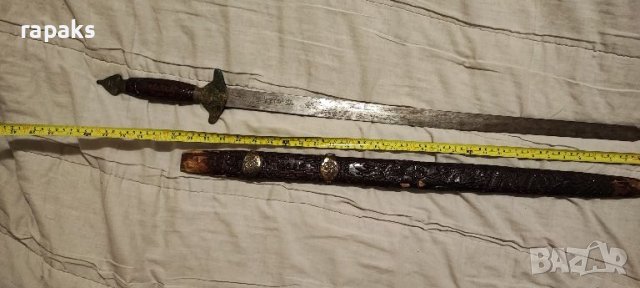 Голям масивен старинен меч, ятаган, сабя, кания

, снимка 7 - Антикварни и старинни предмети - 45876302