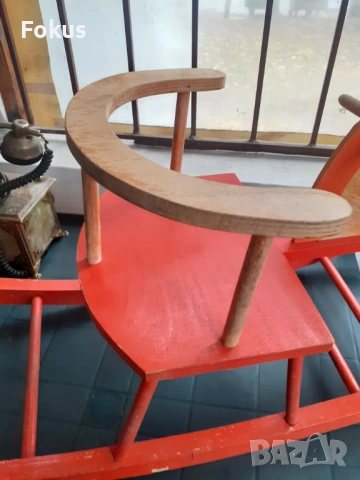 Старо голямо детско дървено конче играчка люлка Соц., снимка 3 - Антикварни и старинни предмети - 53287443