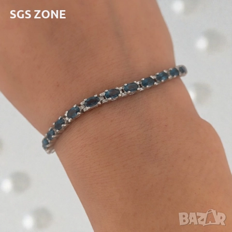 Ръчно изработена сребърна гривна с топаз Лондон, снимка 7 - Гривни - 52582096