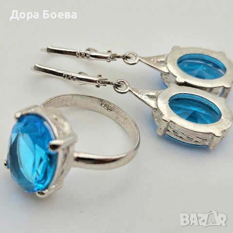 Сребърно съчетание: "Циан", снимка 5 - Колиета, медальони, синджири - 52587619