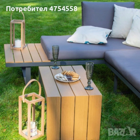 Градински комплект KANZA - модулен ъглов диван от алуминий с удобни възглавници и маса, снимка 2 - Градински мебели, декорация  - 54073479