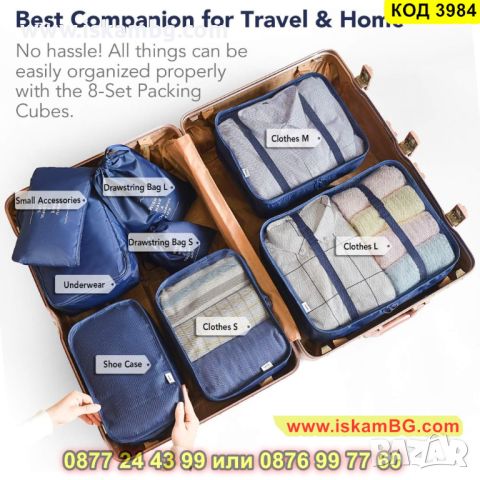 Комплект от 8 броя органайзери за багаж и козметика за куфар - КОД 3984, снимка 10 - Други стоки за дома - 45467478