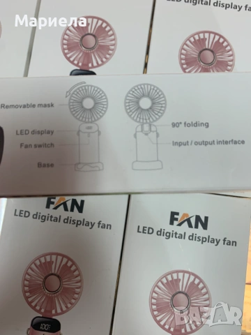 Вентилатор, 5 скорости, LED, Преносим, Type-C зареждане, с кабел за зареждане, снимка 2 - Други стоки за дома - 54076779