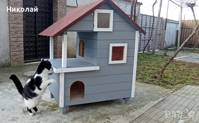 Луксозна дървена къща за котки на три етажа котешка къща кучешка къща котка куче къща два етажа, снимка 6 - За котки - 52996435