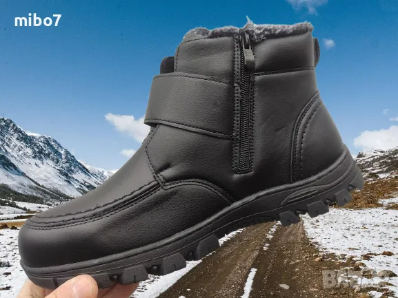 Мъжки зимни боти с лепенка велкро и цип., снимка 3 - Мъжки боти - 48445449