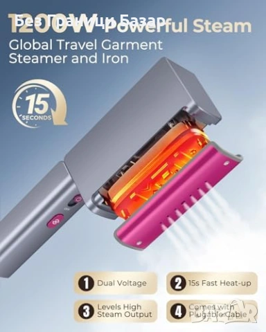 Нов Ръчен Сгъваем Парогенератор за Дрехи 1200W гладене пътуване ютия, снимка 5 - Ютии - 53011120