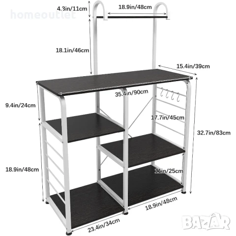 Метална кухненска етажерка 172-BK, снимка 4 - Етажерки - 51039565