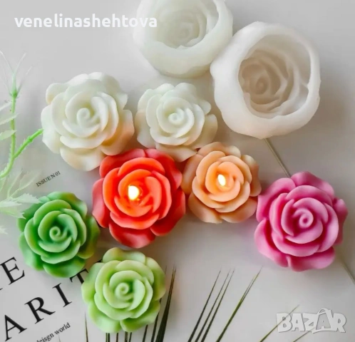 3D роза 5.8см.силиконов молд за свещи гипс сапун смола фондан за декорация на торта 