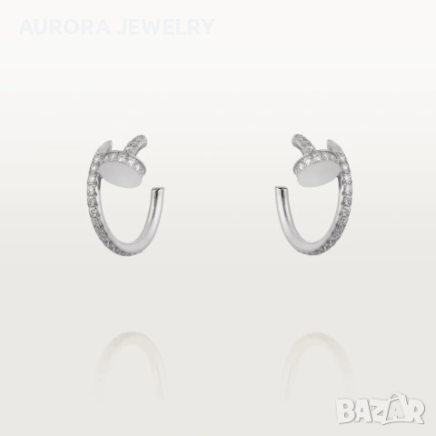 CARTIER Nail Juste un Clou Hoop Silver Diamonds Дамски Обеци Пирон, снимка 10 - Обеци - 53148810