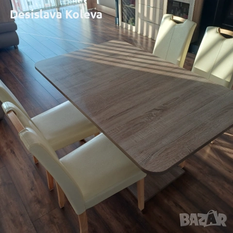 Нови 4 бр. кремава кожа столове, снимка 7 - Столове - 52053081