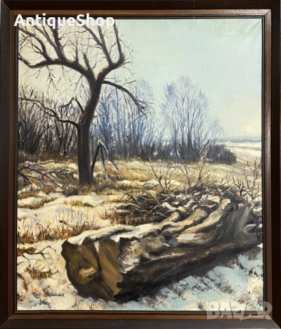 Картина. Зимен пейзаж. Масло върху канава. 