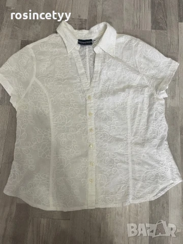 бяла риза с къс ръкав, снимка 2 - Ризи - 51081072