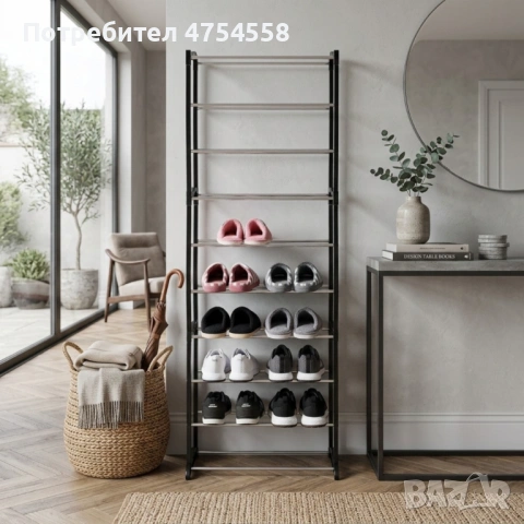 Метален органайзер за обувки XXL, 10 нива, за 30 чифта, снимка 3 - Етажерки - 53843099