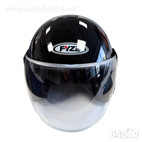 Каска за скутер черен гланц