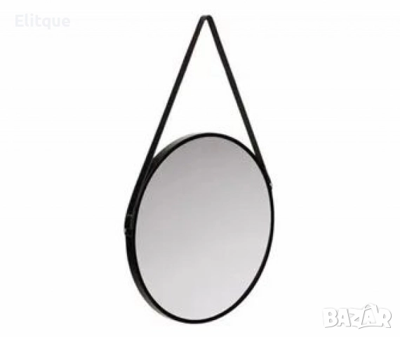 Елегантно кръгло огледало с черна рамка и кожена каишка, снимка 7 - Други стоки за дома - 52743884