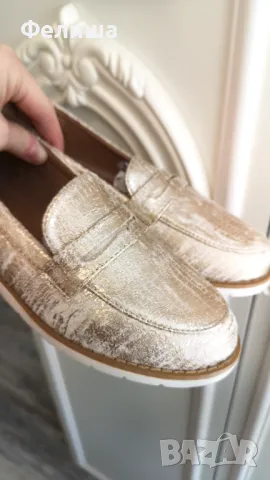 Ежедневни Красиви Дамски Обувки с Напукан Златен Ефект Мека Материя , снимка 6 - Дамски ежедневни обувки - 50121557