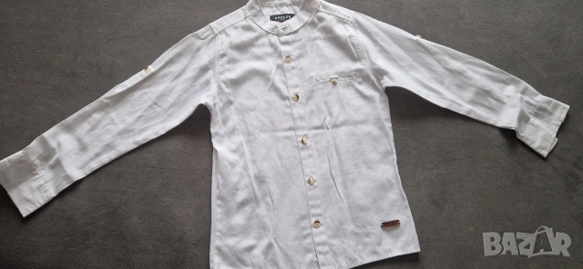 7-8г 128см Риза с дълъг ръкав бяла без следи от употреба
