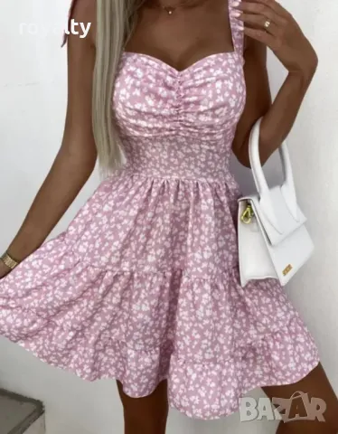 ПРОМО Лятна розова рокля на цветчета 
