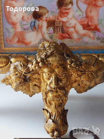 Много рядък Каминен бронзов часовник-Франция 19 век ,позлата, порцелан, 4 200 €, снимка 16 - Стенни часовници - 52310498