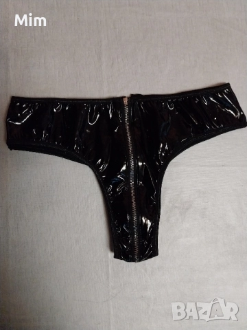 XL Черна изрязана бикина от лак / винил /с цип по цялата дължина , снимка 11 - Бельо - 51862591