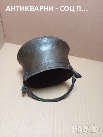 Соц Старо Ръчно Ковано Малко Медно Менче 3лт. Номер 197., снимка 5 - Антикварни и старинни предмети - 53037066