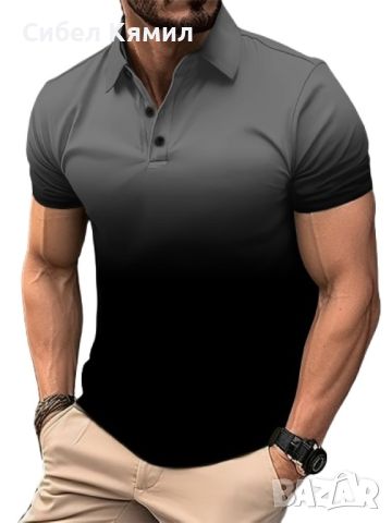 Мъжка тениска за с градиентен цвят, голям размер,за лятото,стилен стил,къс ръкав, снимка 2 - Спортни дрехи, екипи - 45648535