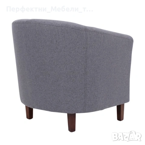 Кресло-фотьойл с нежна дамаска в сив цвят/орех., снимка 2 - Дивани и мека мебел - 47468837