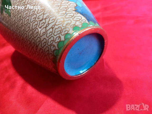 КЛОАЗОНЕ, Ваза Бронз с Клетъчен Емайл, снимка 5 - Антикварни и старинни предмети - 52328915