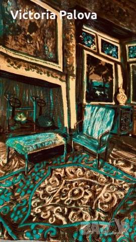 Винтидж шал- картина колекционерска находка, снимка 4 - Шалове - 51755973