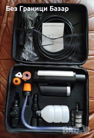 Нова Преносима Сгъваема акумулаторна водоструйка с 5 в 1 дюза и куфар
