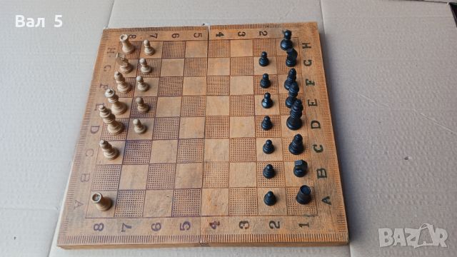 Стар дървен шах с табла, снимка 4 - Антикварни и старинни предмети - 45655593