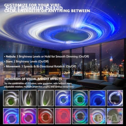 Нов 3D галактика прожектор със звезди и черна дупка нощна лампа стая , снимка 3 - Други - 52261247