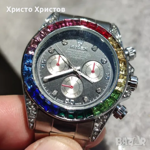 Мъжки луксозен часовник Rolex Daytona Rainbow 🌈 Steel , снимка 1 - Мъжки - 47008744