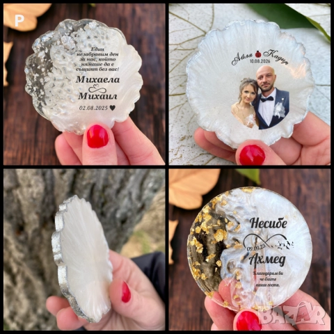 Магнит от епоксидна смола за сватба, кръщене, повод , снимка 2 - Други - 52410486