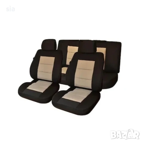 Тапицерия за кола, Универсална, Бежаво с черно, 8ч., снимка 3 - Аксесоари и консумативи - 50947807